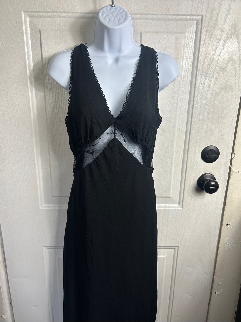 wild fable Black Maxi Dress with Lace Insets - Picture 2 of 7